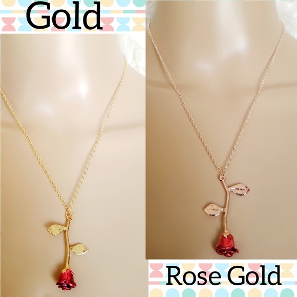 NEW Gold/ Rose gold plated Rose flower necklace - Picture 2 of 5